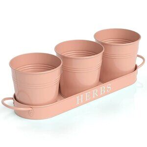 Barnyard Designs Farmhouse Herb Garden Planter Indoor Set with Tray,
